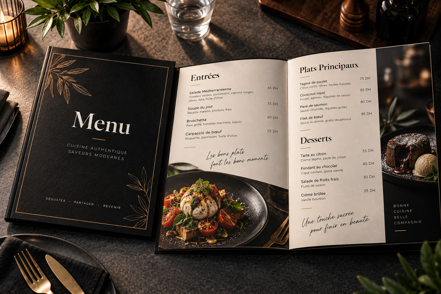 Menu imprimé INKIFY